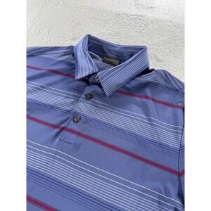 Spanish Bay Ashworth Athletic Golf Polo Shirt‎ Striped Purple Blue Men's XL